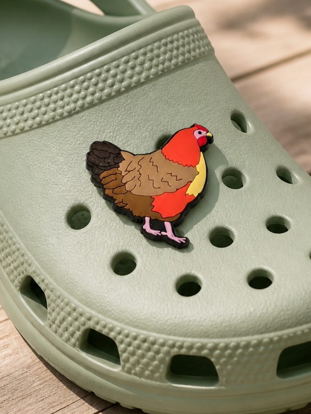 Rooster Croc Charm Cute Chicken Lady Jibbitz Style Farm Animal Shoe Accessory